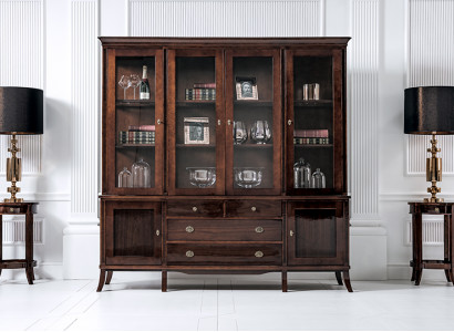Wandschrank Edle Anrichte Holz Barock Stil Hochglanz Buffet Vitrine Schrank